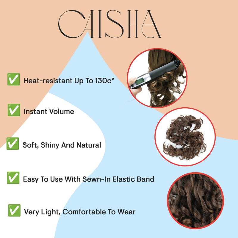CAISHA Hairpiece Hair Wrap Heat-resistant Synthetic Fibres Curly Messy Updo Blonde HW17 - Image 3